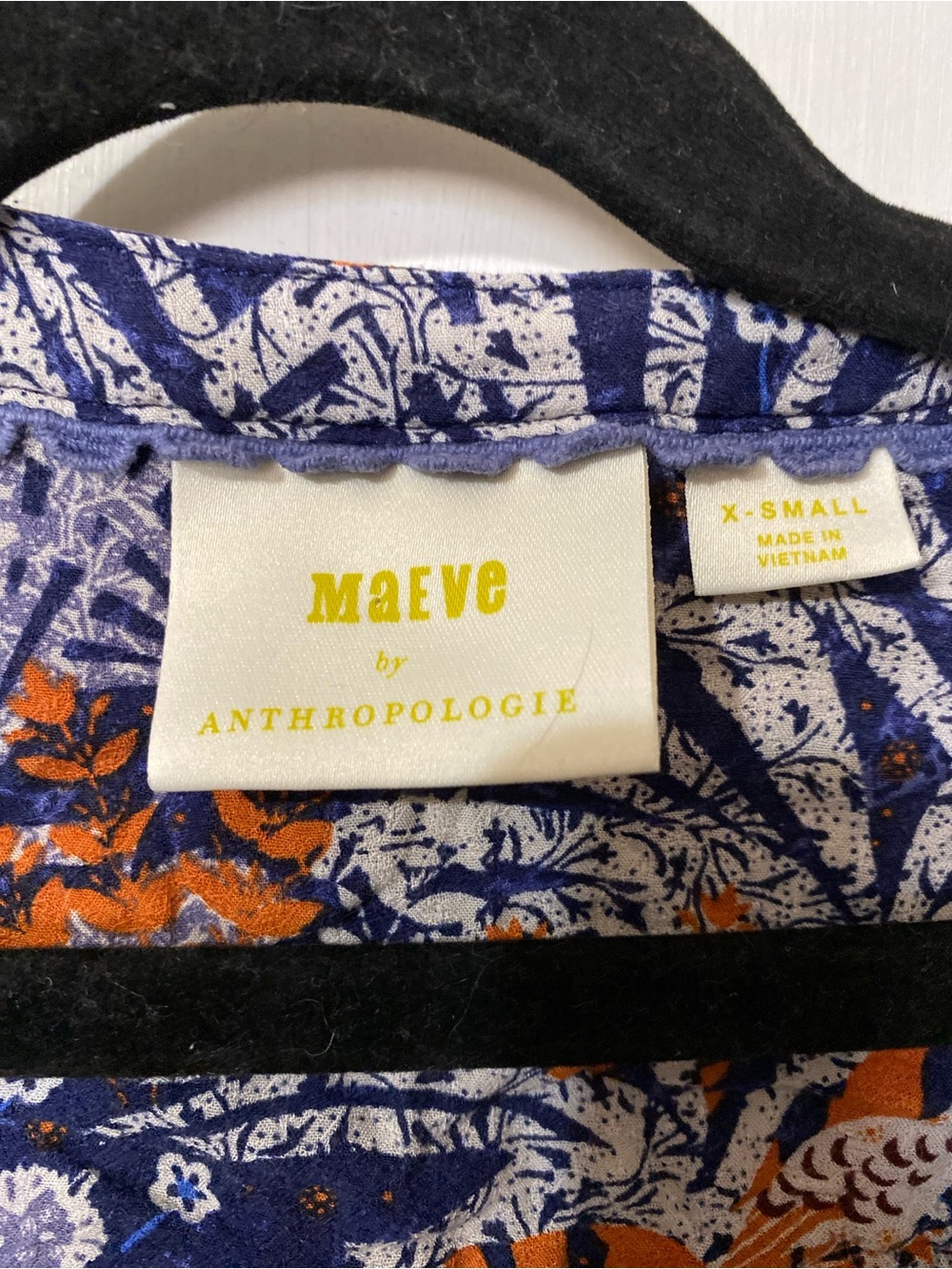 Maeve by Anthropologie Blue and Orange Tropical Print Blouse XS - Picture 2 of 11